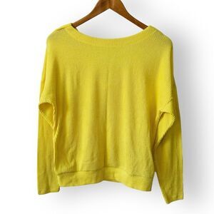 Maeve Anthropologie Cowl-Back Yellow Ribbed Pullover Sweater Top Size S